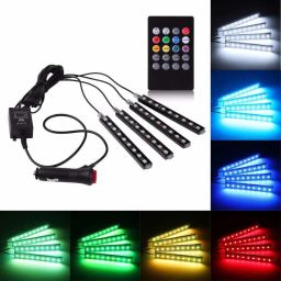 flipkart smartbuy Atmosphere Lights Car LED Strip Light 4pcs 48 LED DC 12V Multicolor Music Car Interior Light LED Under Dash Lighting Kit with Sound Active Function and Wireless Remote Control Car Fancy Lights image 5