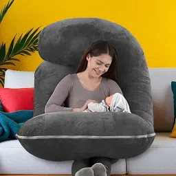 J Shaped Microfibre Solid Pregnancy Pillow Pack of 1-image-66