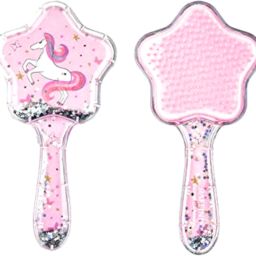 Cute & Latest Unicorn Imported Novelty Glittery Star Brush Detangler Paddle Cushion Antistatic Hair Loss Massage Hairbrush-25