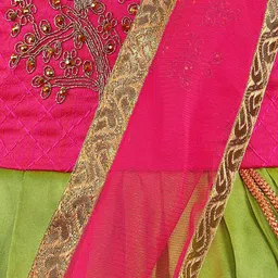 Wish Karo Green Colourblocked Satin Dress image 2