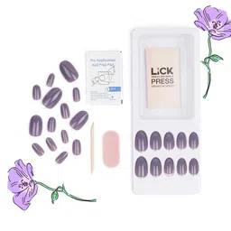 LICK 24 Pcs Artificial Reusable Nail Extensions with Application Kit - Lilac image 3