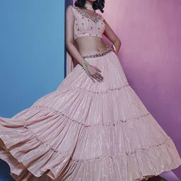 Fusionic Embroidered Thread Work Semi-Stitched Lehenga & Unstitched Blouse With Dupatta image 3