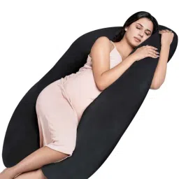 my armor U Shaped Velvet 50 x 31 Inch Pregnancy Pillow in Black Colour-picture-35