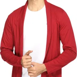 Men Asymmetric Full Sleeve Red Shrug-image-32