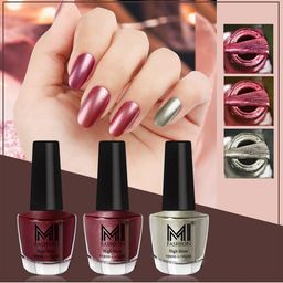 MI FASHION Set of 3 Vernis A Ongles High Shine Shimmer Nail Paints - 12ml Each-image-104