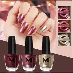 MI FASHION Set of 3 Vernis A Ongles High Shine Shimmer Nail Paints - 12ml Each-55