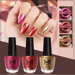 MI FASHION Set of 3 Vernis A Ongles High Shine Shimmer Nail Paints - 12ml Each-image-105