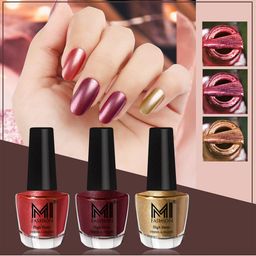 MI FASHION Set of 3 Vernis A Ongles High Shine Shimmer Nail Paints - 12 ml Each-image-95