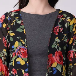 SCORPIUS Printed Georgette Open Front Longline Shrug image 3