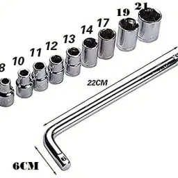 pinzor 10 pcs tool kit Wrench socket Spanner Set Automobile car & bike Repair Tool Box Socket Set image 3