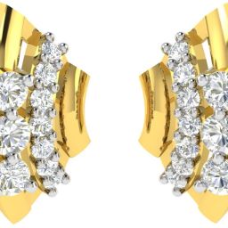 avsar AVE354YB Yellow Gold 14kt Cubic Zirconia Stud Earring-image-77