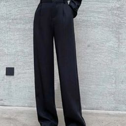 Women Loose Fit Black Lycra Blend Trousers-image-91