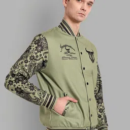 GO DEVIL Graphic Printed Mandarin Collar Bomber Jacket image 3