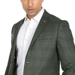 Men Checkered Single Breasted Formal Blazer-image-89