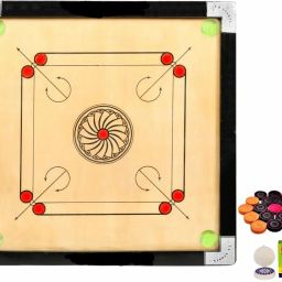 Glossy Finish Wooden Medium Size(26inches)Carrom Board with Coins,Striker & Powder 30 cm Carrom Board-picture-22