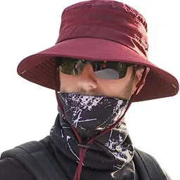 AlexVyan Round Crown Sun Visor Hat Cap for Men UV Protection Summer Wide Brim-image-84