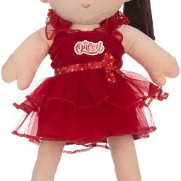 Soft Doll Toy for Kids - Soft Doll For Baby Girl in Red Sturdy Dress- 45 cm-13