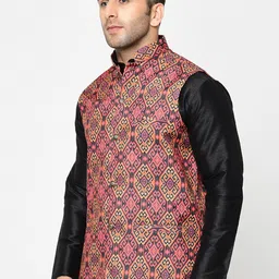 Kaifoo Men Multi color regular-fit Printed Nehru jacket image 5