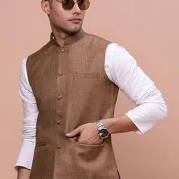 SHOWOFF Slim Fit Woven Nehru Jacket-30