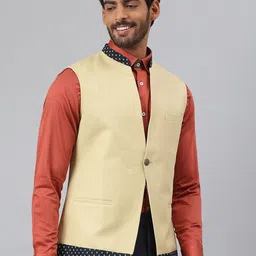 MR BUTTON Printed Mandarin Collar Nehru Jacket image 3