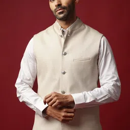 RARE RABBIT Men Oakla Tailored Fit Woven Nehru Jacket-10