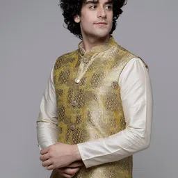 MAAHI FABS Abstract Printed Woven Nehru Jacket image 5