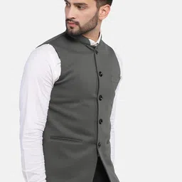 TAHVO Men Solid Nehru Jackets image 4