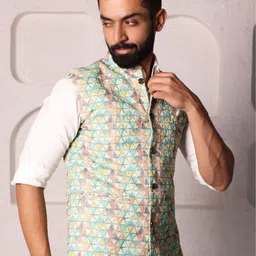 Lightpole Geometric Print Woven Nehru Jacket image 2
