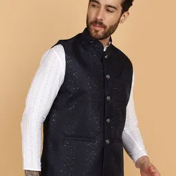 V-Mart Sequence Embellished Textured Nehru Jackets image 2