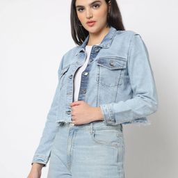 freehand Button-Front Denim Jacket with Flap Pockets image 3