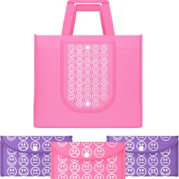Pack of 4 Smile Foldable Grocery/Shopping Bags For Women | Pink & Purple Pack of 4 Grocery Bags-image-77