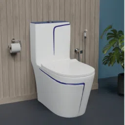 lurexa C02 Premium White Commode With So Blue Finishing Line And Round Flush Button Western Commode image 2