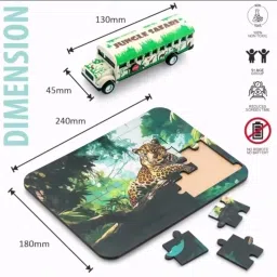 viaan world New Combo Pack of Superb Quality Safari Bus with Cardboard Puzzle Toy for Kids. image 4