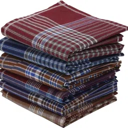 Prasansha Enterprises Multicolor Men's 100% Pure Cotton checks Handkerchief ["Multicolor"] Handkerchief-image-36