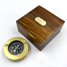 Mini Brass pocket compass nautical with wood box Gift Compass-picture-34