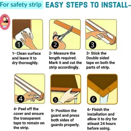 honey boo Baby Proofing Safety Strip and Corner Guard | Extra Thick Safety Soft Cushion Edge Corner Protector Guard | Table Corner Guard | Corner Protector (2 mtrs Roll + 4 Guards) image 5