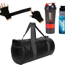 true indian 20 L Gym Duffel Bag - Gym Duffle Bag Black Leather Bag Shaker Bottle Sipper Gym Gloves with Long Strap - Red-picture-20
