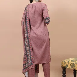 Vishudh Round Neck Ethnic Motifs Printed Kurta With Trousers & Dupatta image 3