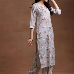 Libas Floral Printed Regular Gotta Patti Kurta with Salwar & With Dupatta image 5