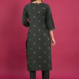 Anouk Embroidered Regular Thread Work Liva Kurta With Trousers & Dupatta image 4