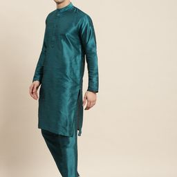 SOJANYA Mandarin Collar Regular Kurta With Pyjamas & Nehru Jacket image 3
