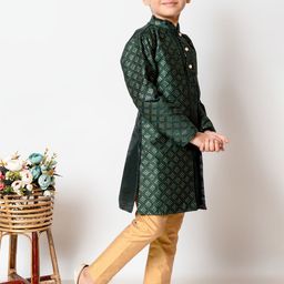 BAESD Boys Embellished Regular Sequinned Dupion Silk Kurta with Pyjamas image 3