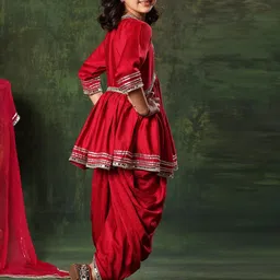 BAESD Girls Regular Mirror Work Kurta with Dhoti Pants & With Dupatta image 3