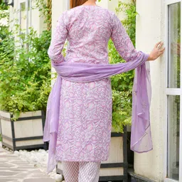gosriki KALINI Floral Printed Regular Kurta with Trousers & With Dupatta image 2
