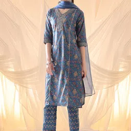 Anouk Floral Printed Regular Pure Cotton Kurta with Trousers & Dupatta image 5