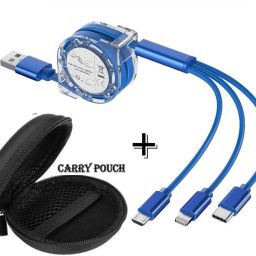BUFONA Retractable Fast Charger Cord DataCable Multipin Charging Cable+Carry Pouch Charging Pad-image-28