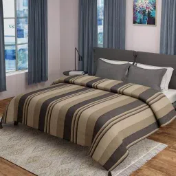 saral home Grey Geometric 500 TC Poly Cotton Double Bed Cover with 2 Pillow Covers-picture-30