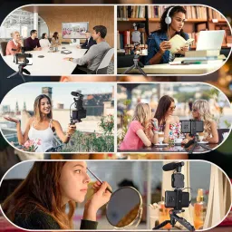 Clethics Mobile Vlogging Kit with Microphone Tripod Stand and LED Light Vlogging Mobile Tripod Kit, Monopod Kit image 4