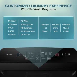 haier 8 kg Fully Automatic Top Load with In-built Heater Black, Grey image 5