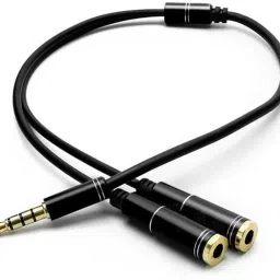 SANNO WORLD Black 1 Male to 2 Female with Separate Headset/Microphone Adapter -30 cm Phone Converter-35